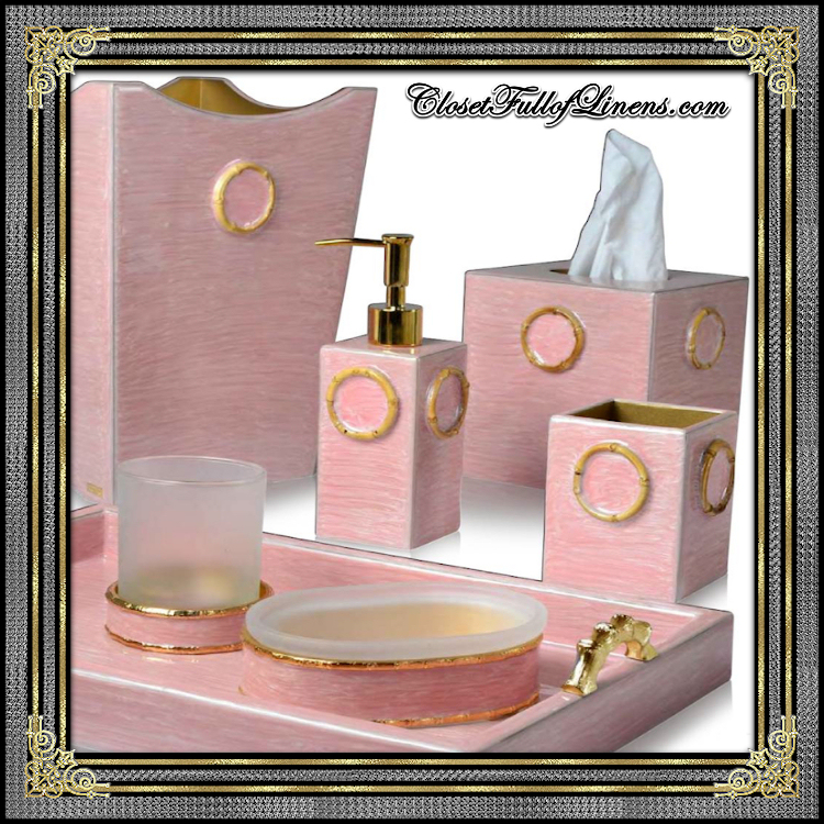 Pink Bamboo Bath Accessories